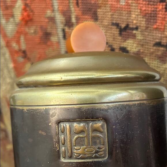 Vintage Benedict Maya Bronze Tobacco Humidor Container with Bakelite Handle - Picture 8 of 16